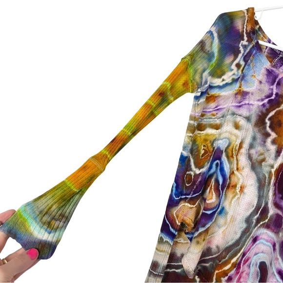 Free People Thermal Tunic Tee Shirt Womens Size XS Small Oversized Tie Dye Multi - Picture 4 of 12